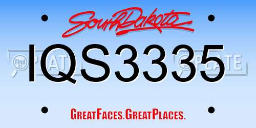 IQS3335 South Dakota License Plate