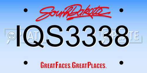 IQS3338 South Dakota License Plate