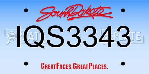 IQS3343 South Dakota License Plate