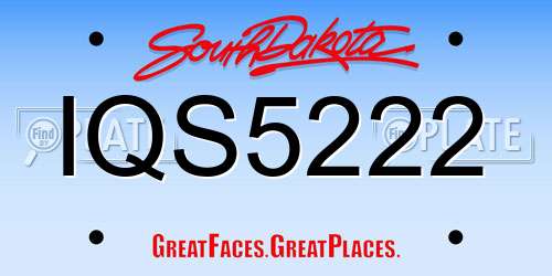 IQS5222 South Dakota License Plate