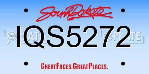 IQS5272 South Dakota License Plate