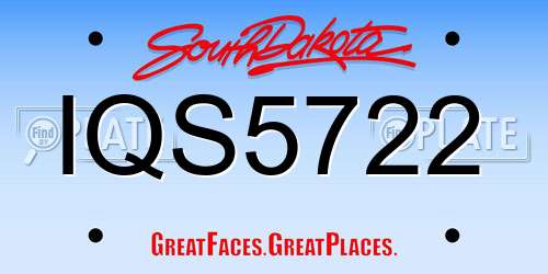 IQS5722 South Dakota License Plate
