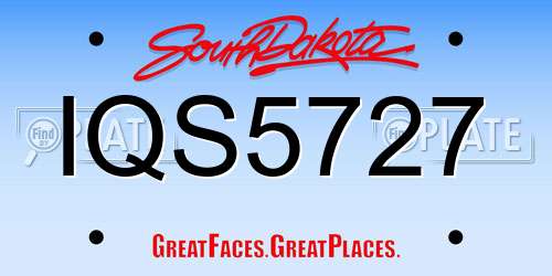 IQS5727 South Dakota License Plate