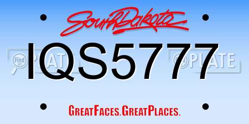 IQS5777 South Dakota License Plate
