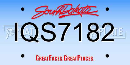 IQS7182 South Dakota License Plate