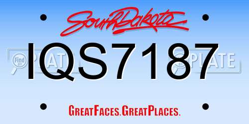 IQS7187 South Dakota License Plate