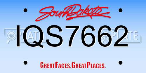 IQS7662 South Dakota License Plate