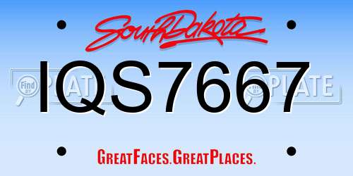 IQS7667 South Dakota License Plate