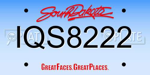 IQS8222 South Dakota License Plate