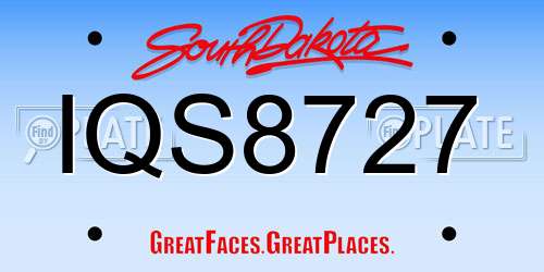 IQS8727 South Dakota License Plate
