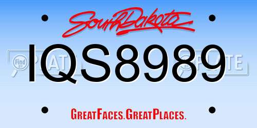 IQS8989 South Dakota License Plate