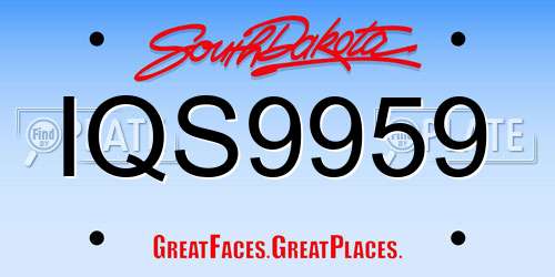 IQS9959 South Dakota License Plate