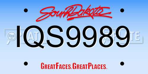 IQS9989 South Dakota License Plate