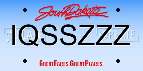 IQSSZZZ South Dakota License Plate