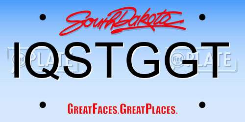 IQSTGGT South Dakota License Plate