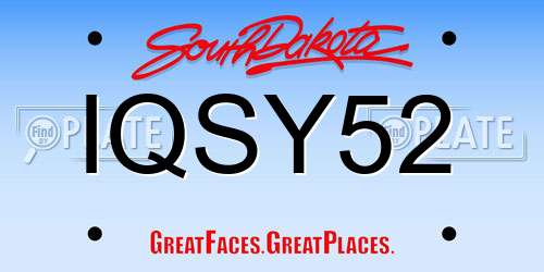 IQSY52 South Dakota License Plate