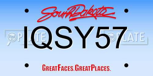IQSY57 South Dakota License Plate