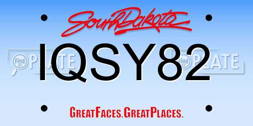 IQSY82 South Dakota License Plate