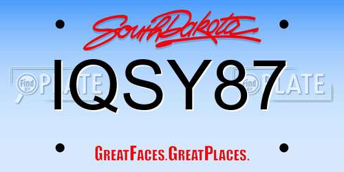 IQSY87 South Dakota License Plate