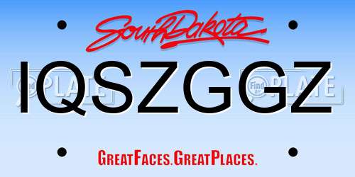 IQSZGGZ South Dakota License Plate
