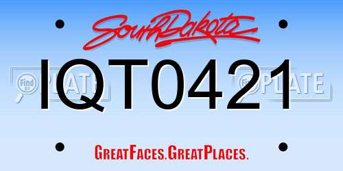 IQT0421 South Dakota License Plate