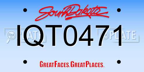 IQT0471 South Dakota License Plate