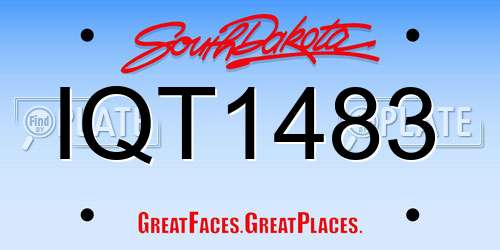 IQT1483 South Dakota License Plate