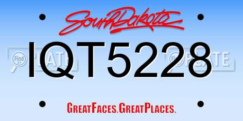 IQT5228 South Dakota License Plate