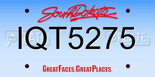 IQT5275 South Dakota License Plate