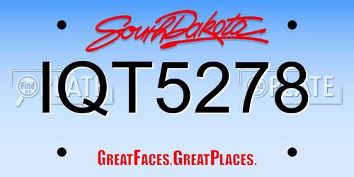 IQT5278 South Dakota License Plate