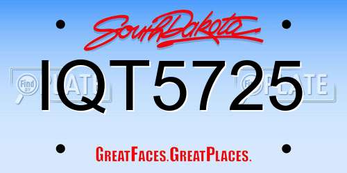 IQT5725 South Dakota License Plate