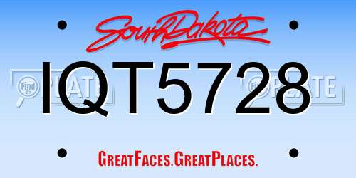 IQT5728 South Dakota License Plate