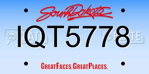 IQT5778 South Dakota License Plate