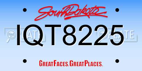 IQT8225 South Dakota License Plate