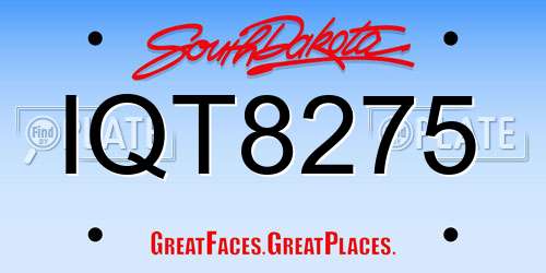 IQT8275 South Dakota License Plate