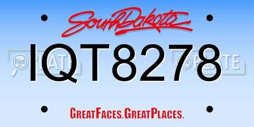 IQT8278 South Dakota License Plate