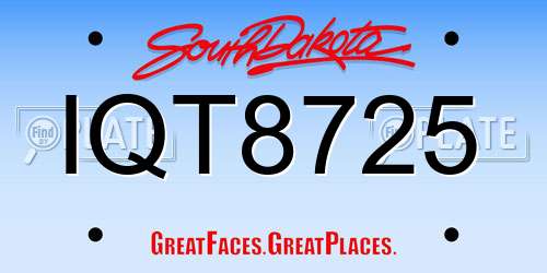 IQT8725 South Dakota License Plate