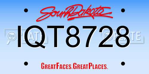 IQT8728 South Dakota License Plate