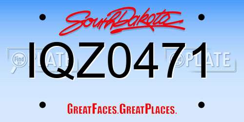 IQZ0471 South Dakota License Plate