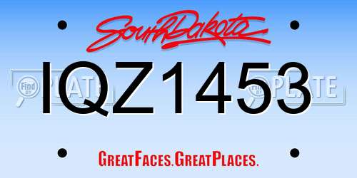 IQZ1453 South Dakota License Plate