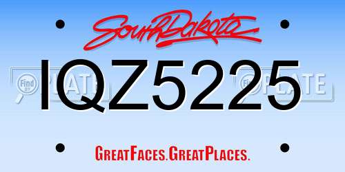 IQZ5225 South Dakota License Plate