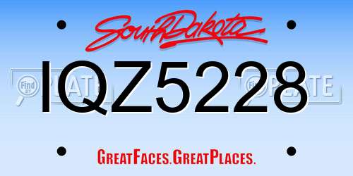 IQZ5228 South Dakota License Plate