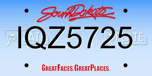 IQZ5725 South Dakota License Plate