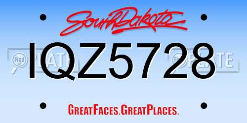 IQZ5728 South Dakota License Plate