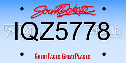 IQZ5778 South Dakota License Plate