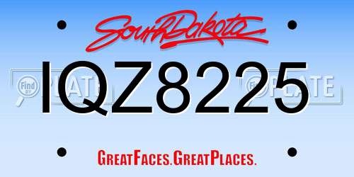 IQZ8225 South Dakota License Plate