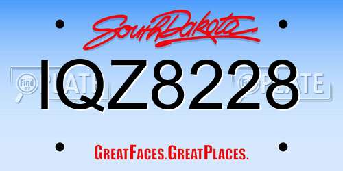 IQZ8228 South Dakota License Plate