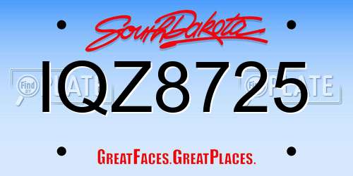 IQZ8725 South Dakota License Plate