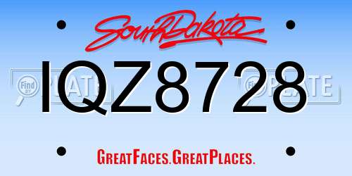 IQZ8728 South Dakota License Plate
