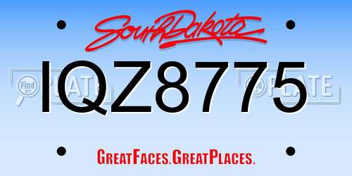 IQZ8775 South Dakota License Plate